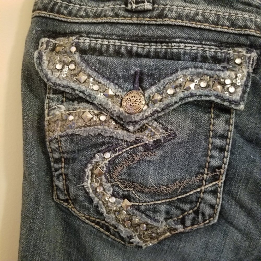 Silver Suki Flap 17 Studded Bootcut Jeans W33/L31